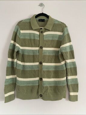ASOS Men’s Green Striped Knit Cardigan